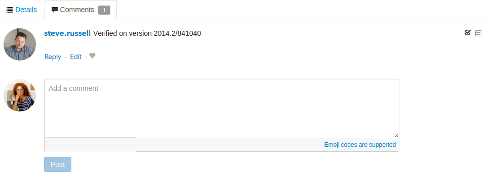 Commnets tab image